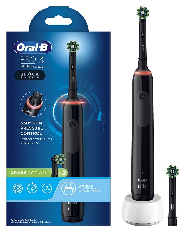 ORAL-B PRO 3 BLACK SPAZZOLINO ELETTRICO + 2 REFILL