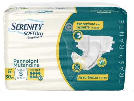 SERENITY PANNOLONE MUTANDINA SD SENSITIVE EXTRA TAGLIA S 30 PEZZI