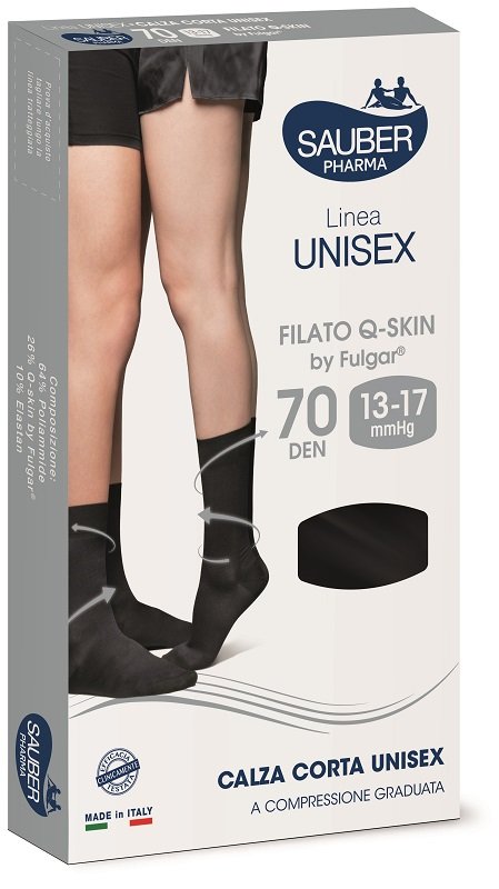 SAUBER PHARMA UNISEX QSKIN CALZA CORTA 70 NERO MEDIUM