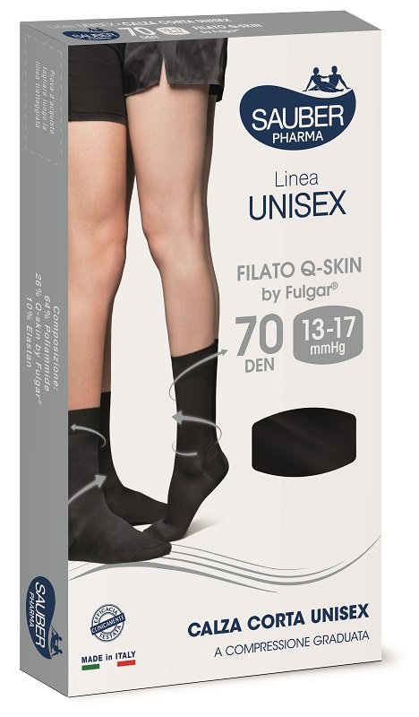SAUBER PHARMA UNISEX QSKIN CALZA CORTA 70 NERO LARGE