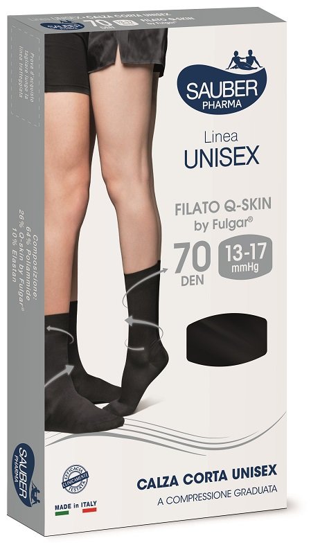 SAUBER PHARMA UNISEX QSKIN CALZA CORTA 70 NERO EXTRA LARGE
