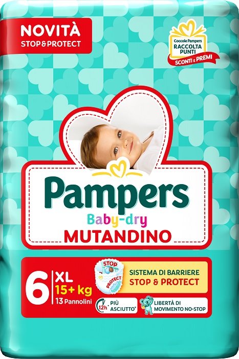 PAMPERS BABY DRY PANNOLINO MUTANDINA EXTRA LARGE SMALL PACK 13 PEZZI