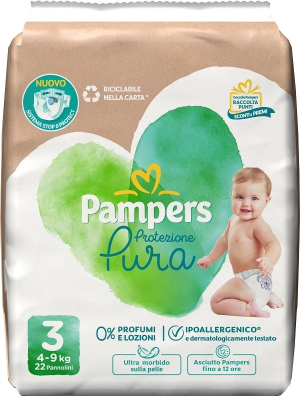PAMPERS PROTEZIONE PURA MIDI PANNOLINI 22 PEZZI