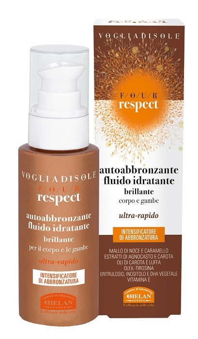 VOGLIA DI SOLE FOUR RESPECT FLUIDO IDRATANTE BRILLANTE AUTOABBRONZANTE NATURALE ACCELERATORE UNIFORMANTE 100 ML