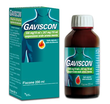 GAVISCON 500 MG/10 ML + 267 MG/10 ML SOSPENSIONE ORALE AROMA MENTA FLACONE DA 200 ML