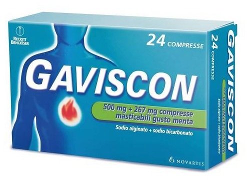 GAVISCON 500 MG + 267 MG COMPRESSE MASTICABILI GUSTO MENTA 24 COMPRESSE IN BLISTER