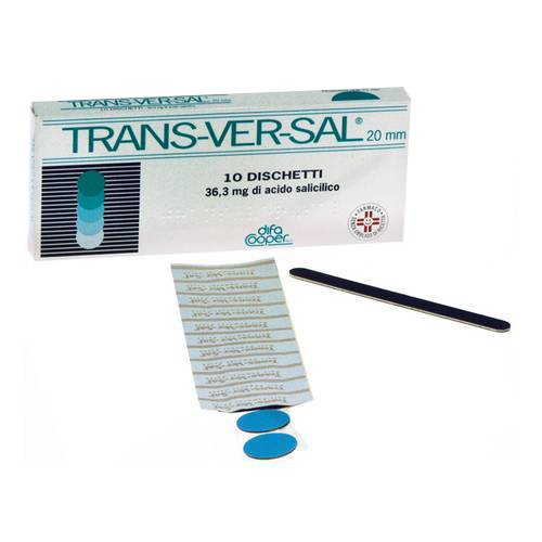 TRANS-VER-SAL 36,3 MG/20 MM CEROTTI TRANDERMICI SCATOLA 10 CEROTTI TRANSDERMICI 20 MM - 10 CEROTTI DI FISSAGGIO ED UNA LIMETTA