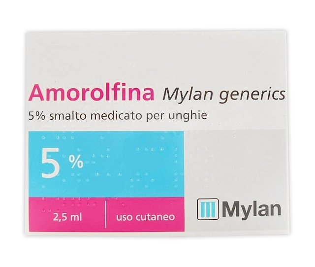 AMOROLFINA MYLAN GENERICS 5% SMALTO MEDICATO PER UNGHIE 5% SMALTO MEDICATO PER UNGHIE 1 FLACONE IN VETRO DA 2,5 ML