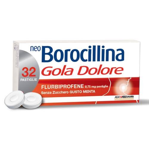 NEO BOROCILLINA GOLA DOLORE 8,75 MG PASTIGLIE SENZA ZUCCHERO GUSTO MENTA 32 PASTIGLIE