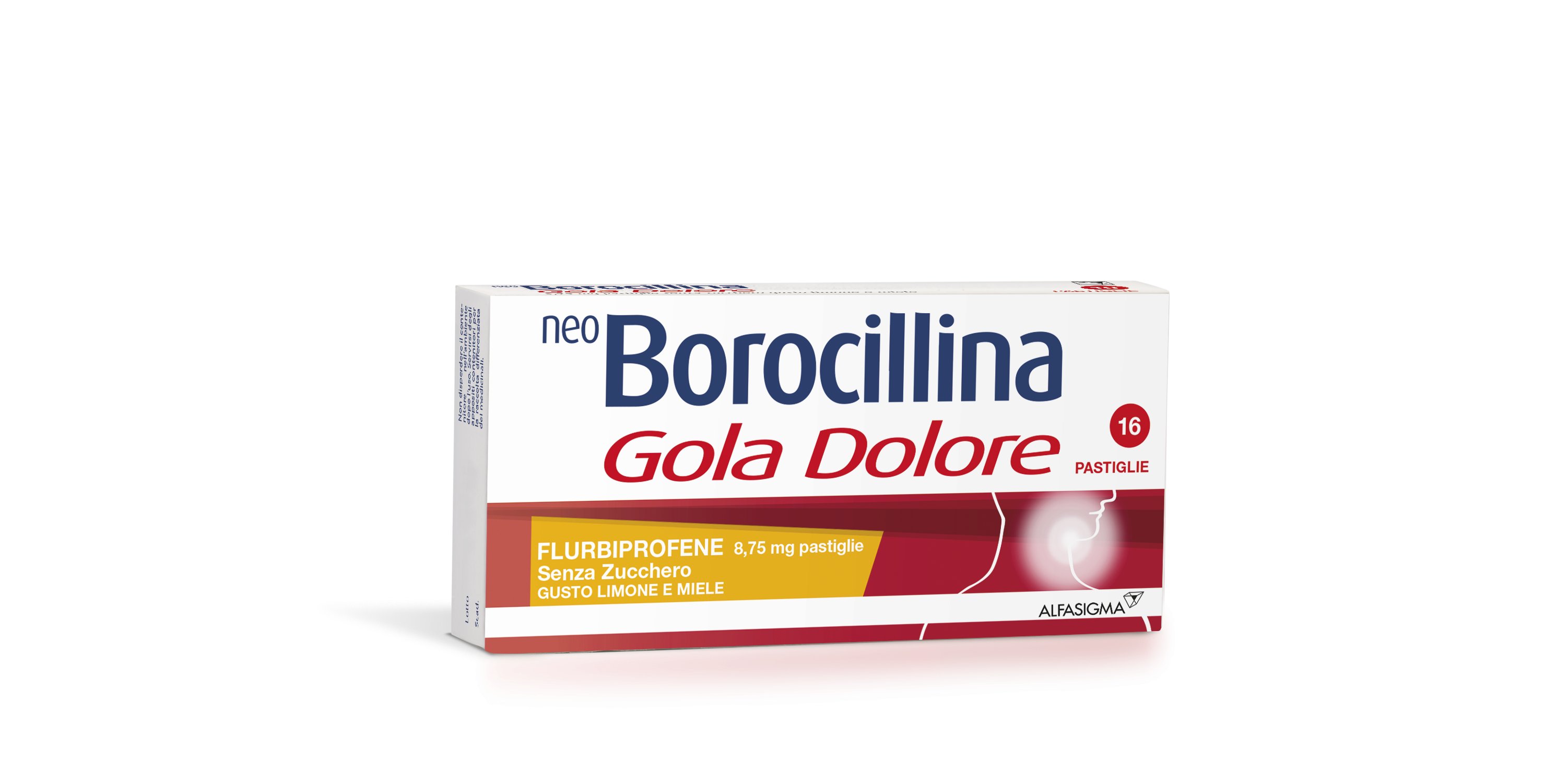 NEO BOROCILLINA GOLA DOLORE 8,75 MG PASTIGLIE SENZA ZUCCHERO GUSTO LIMONE E MIELE 16 PASTIGLIE