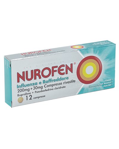 NUROFEN INFLUENZA E RAFFREDDORE 200 MG + 30 MG COMPRESSE RIVESTITE 200 MG + 30 MG COMPRESSE RIVESTITE 12 COMPRESSE RIVESTITE