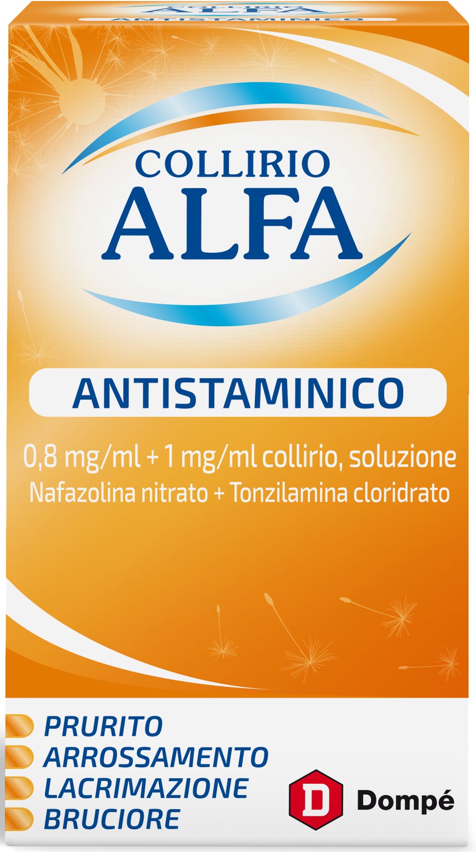 COLLIRIO ALFA ANTISTAMINICO 0,8 MG/ML + 1 MG/ML COLLIRIO, SOLUZIONE 0,8 MG/ML + 1 MG/ML COLLIRIO, SOLUZIONE FLACONE 10 ML