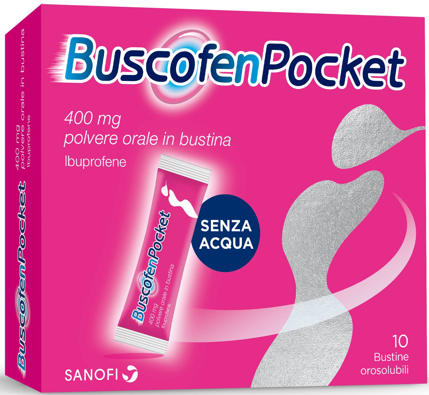 BUSCOFENPOCKET 400 MG POLVERE ORALE IN BUSTINA 400 MG POLVERE ORALE IN BUSTINA 10 BUSTINE MONODOSE IN PAP/AL/MEEA