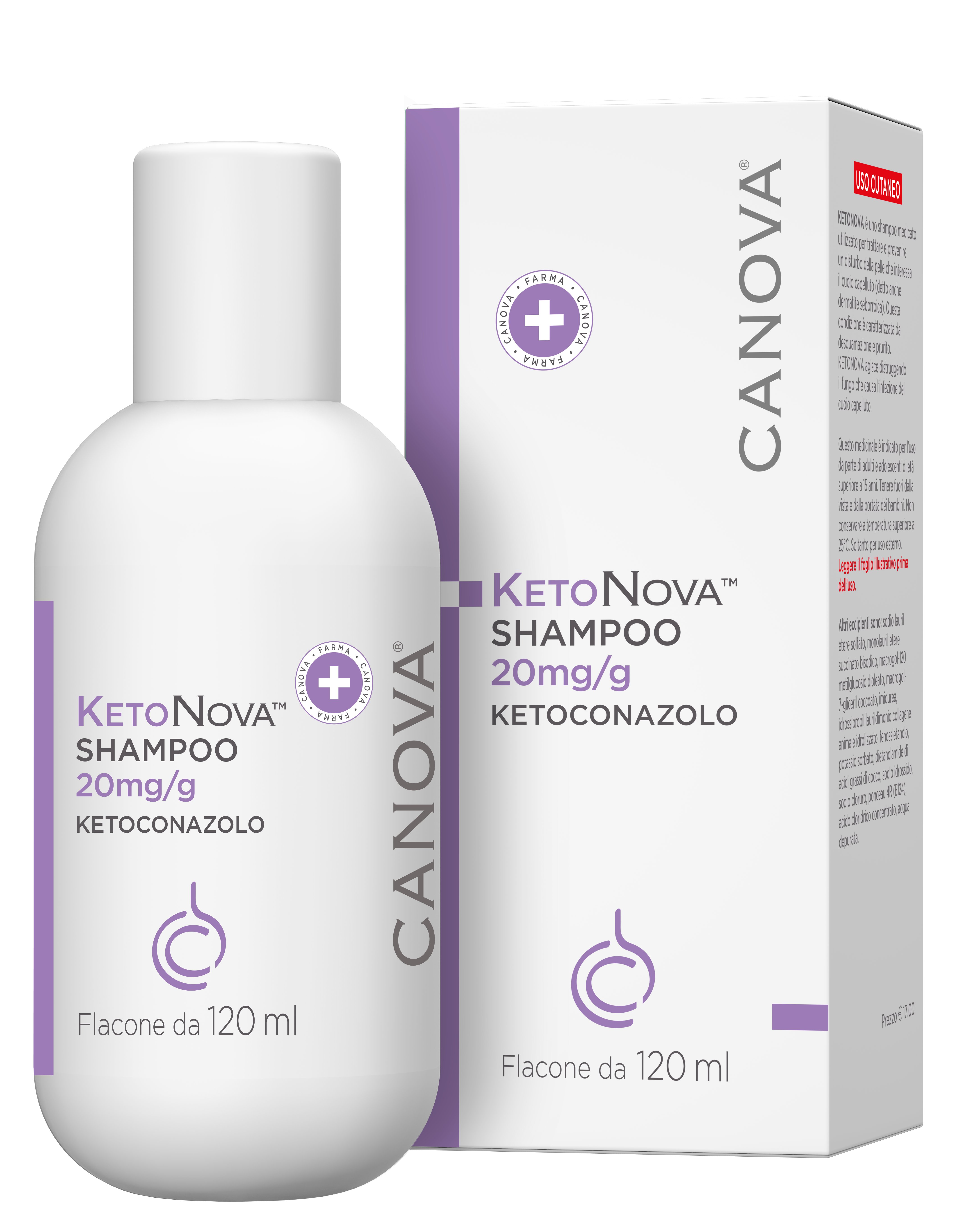 KETONOVA 20 MG/G SHAMPOO 2% SHAMPOO 1 FLACONE HDPE DA 120 ML