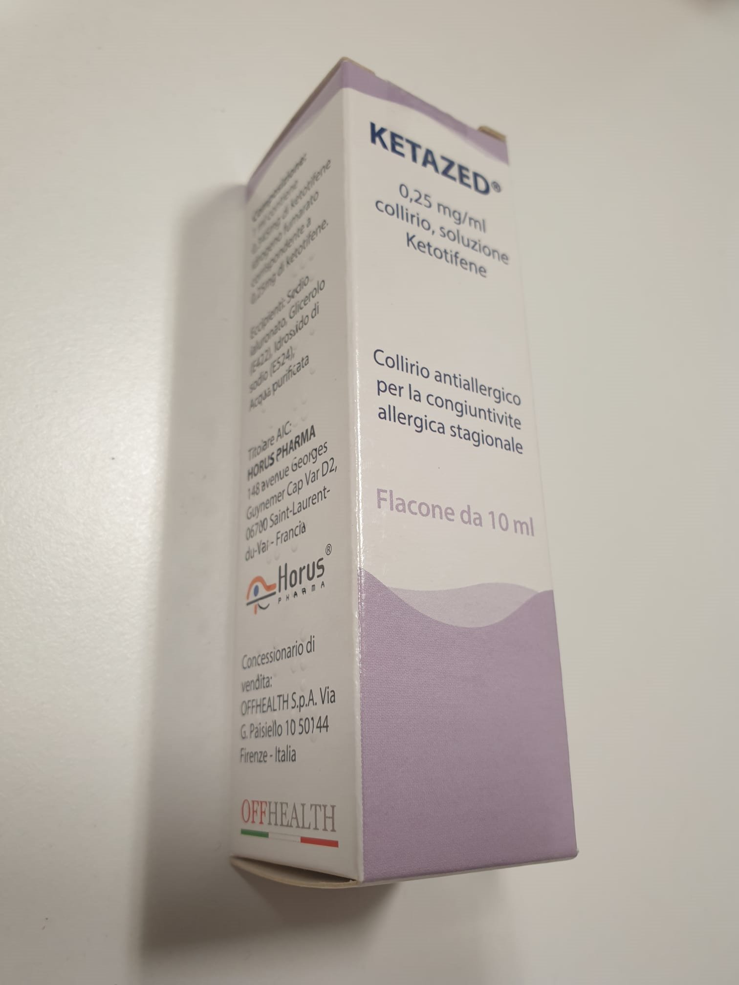 KETAZED 0,25 MG/ML COLLIRIO SOLUZIONE 0,25 MG/ML COLLIRIO SOLUZIONE 1 FLACONE IN HDPE DA 10 ML CON CONTAGOCCE