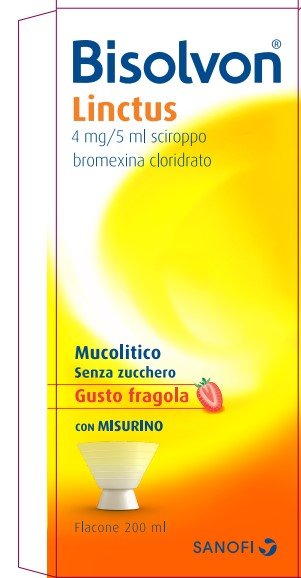 BISOLVON LINCTUS 4 MG/5 ML SCIROPPO GUSTO FRAGOLA 4 MG/5 ML SCIROPPO AROMA FRAGOLA FLACONE 200 ML