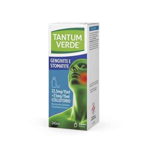TANTUM VERDE BOCCA 22,5MG/15 ML + 7,5MG/15 ML COLLUTORIO 22,5 MG/15 ML + 7,5 MG/15 ML COLLUTORIO 1 FLACONE 240 ML