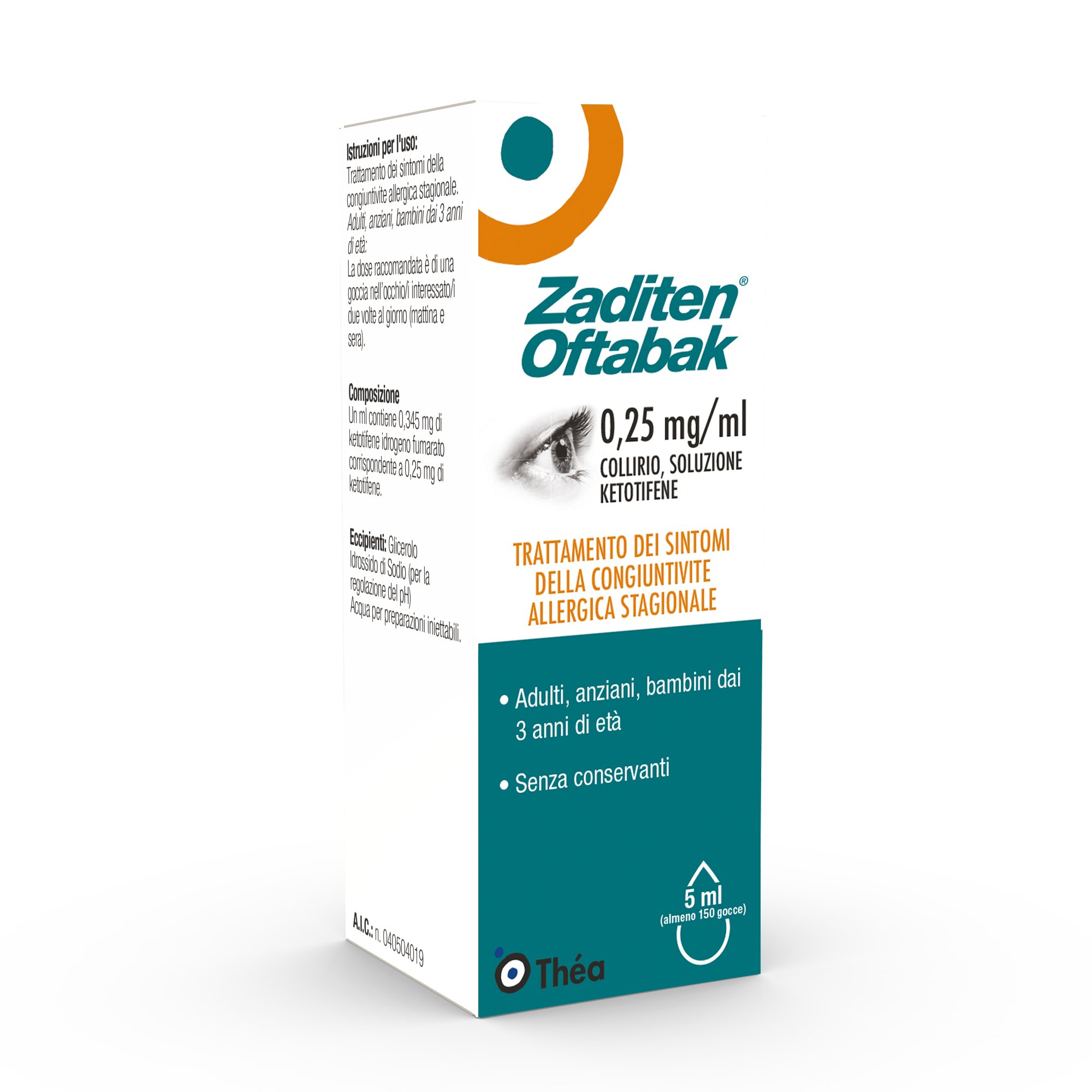 ZADITEN OFTABAK 0,25 MG/ML COLLIRIO SOLUZIONE 0,25 MG/ML COLLIRIO SOLUZIONE 5 ML FLACONE MULTIDOSE