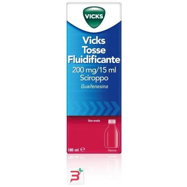 VICKS TOSSE FLUIDIFICANTE 200 MG/15 ML SCIROPPO 200 MG/15 ML SCIROPPO 1 FLACONE IN VETRO DA 180 ML