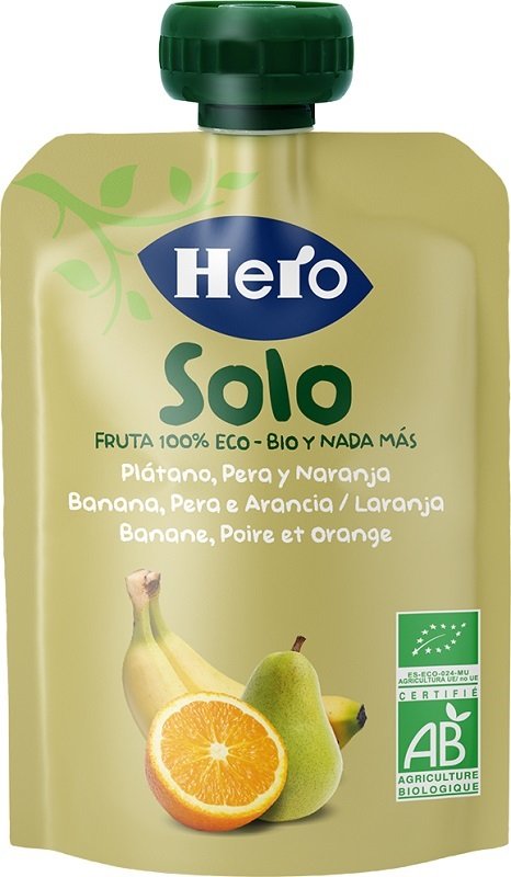 HERO SOLO FRUTTA FRULLATA 100% BIO BANANA PERA ARANCIA 100 G