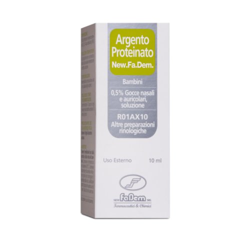 ARGENTO PROTEINATO NEW.FA.DEM. GOCCE NASALI E AURICOLARI, SOLUZIONE 0,5% GOCCE NASALI E AURICOLARI, SOLUZIONE FLACONE 10 ML