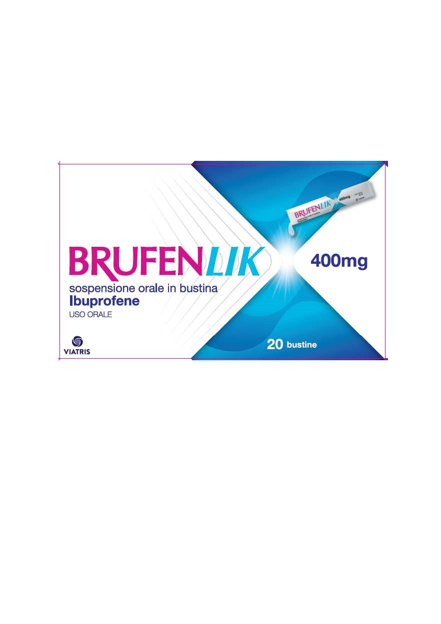 BRUFENLIK SOSPENSIONE ORALE IN BUSTINA 400 MG SOSPENSIONE ORALE IN BUSTINA 20 BUSTINE IN PET/AL/PET/PE DA 10 ML
