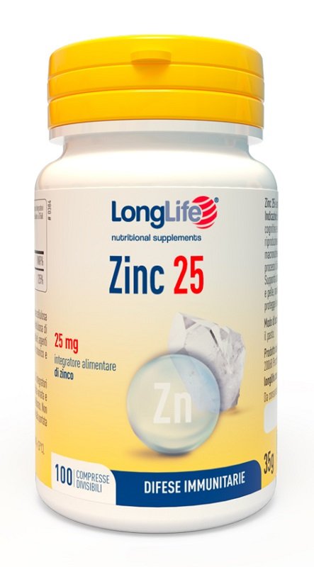LONGLIFE ZINC 25 MG 100 COMPRESSE DIVISIBILI