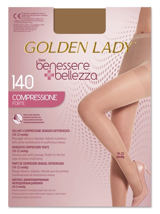 COLLANT GOLDEN LADY BENESSERE + BELLEZZA 140 DENARI COMPRESSIONE FORTE 18-22 MMHG XL