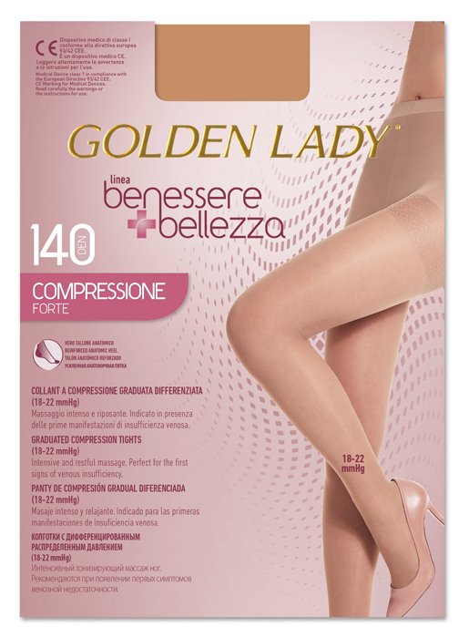 COLLANT GOLDEN LADY BENESSERE + BELLEZZA 140 DENARI COMPRESSIONE FORTE 18-22 MMHG PLAYA XL