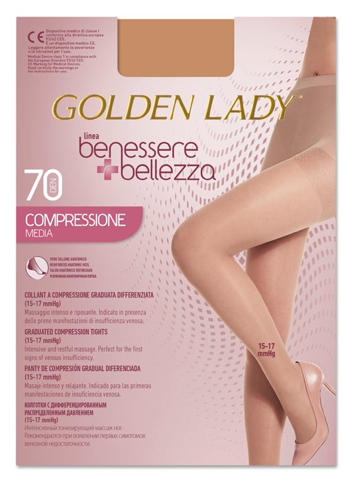 COLLANT GOLDEN LADY BENESSERE+BELLEZZA 70 DENARI COMPRESSIONE MEDIA 15-17 MMHG PLAYA XL