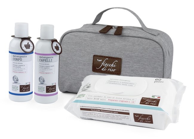 FIOCCHI DI RISO COFANETTO BAGNETTO 1 DETERGENTE CORPO 200 ML + 1 DETERGENTE CAPELLI 200 ML + SALVIETE ACQUA NON ACQUA 60 PEZZI + BEAUTY