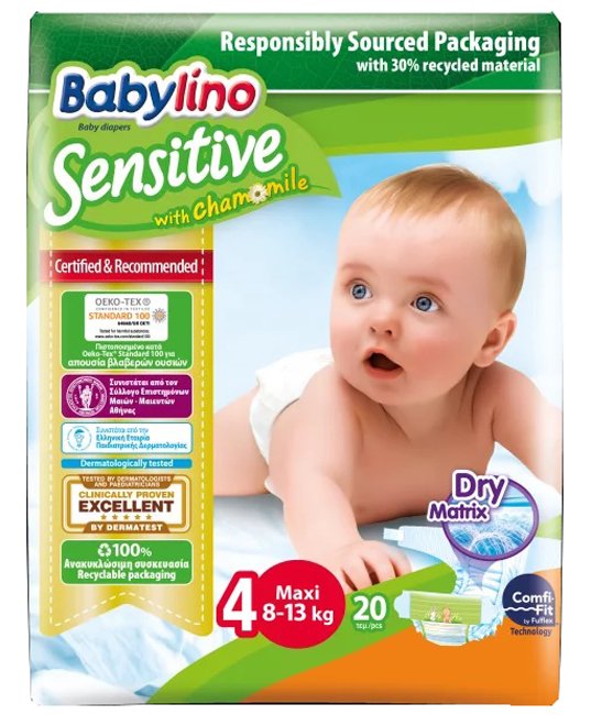 BABYLINO SENSITIVE VALUE PANNOLINI RISPARMIO TAGLIA 4 MAXI 8-13 KG 50 PEZZI