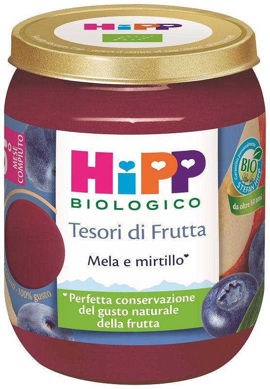 HIPP TESORI FRUTTA MELA MIRTILLO 160 G