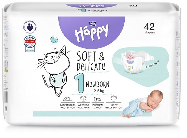 HAPPY PANNOLINI 2-5 KG NEWBORN TAGLIA 1 42 PEZZI