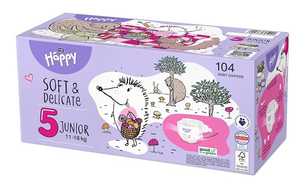 HAPPY PANNOLINI JUNIOR TAGLIA 5 BOX COLORATI 104 PEZZI