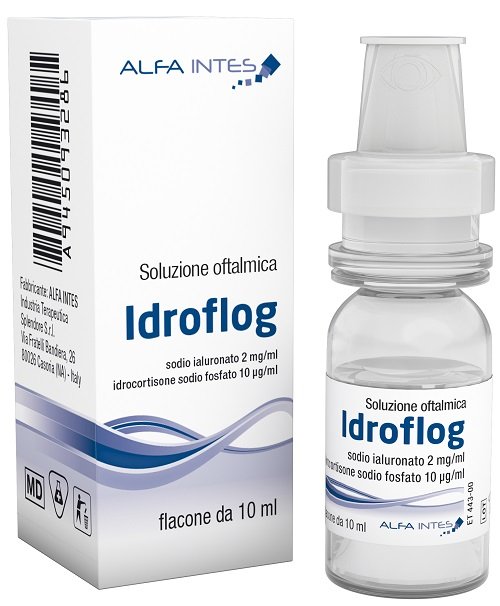 SOLUZIONE OFTALMICA IDROFLOG ACIDO IALURONATO 2 MG/ML E IDROCORTISONE SODIO FOSFATO 10 MCG/ML 10 ML