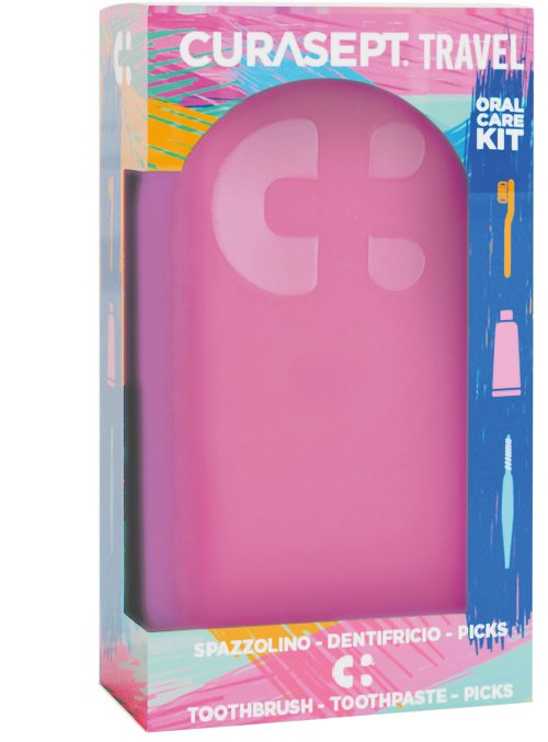 CURASEPT TRAVEL FUXIA 1 SPAZZOLINO + 1 DENTIFRICIO 20 ML + 3 PICKS