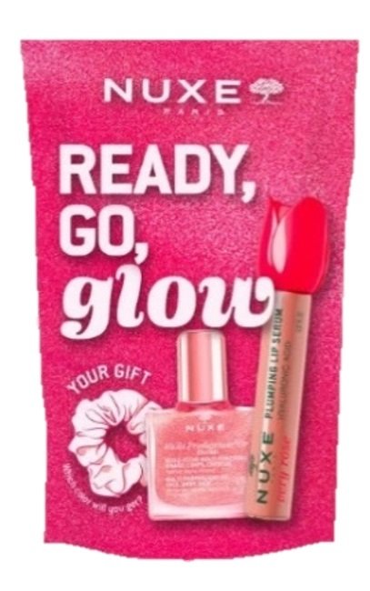 NUXE GLOW ON THE GO PINK 1 VERY ROSE PLUMPING LIP SERUM + 1 HUILE PRODIGIEUSE OR FLORALE 10 ML