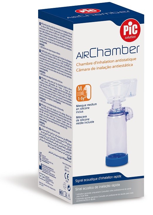 CAMERA DI INALAZIONE ANTISTATICA PIC SOLUTION AIRCHAMBER MASCHERINA FACCIALE IN SILICONE MEDIA 1-5 ANNI