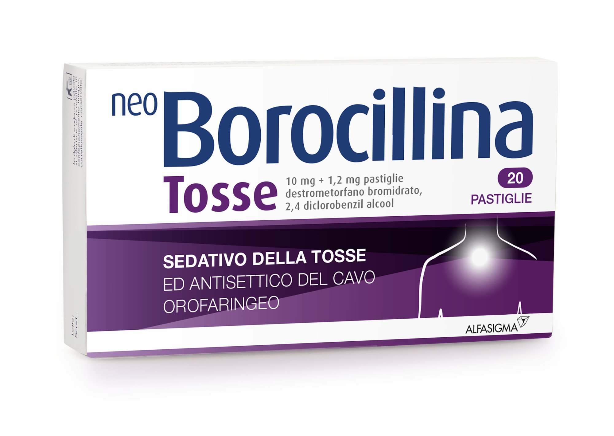 NEO BOROCILLINA TOSSE 10 MG + 1,2 MG PASTIGLIE 10 MG + 1,2 MG PASTIGLIE 20 PASTIGLIE IN BLISTER PVC-PE-PVDC/AL